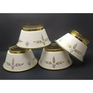 Vintage White And Gold Small Tole Lamp Shades Set Of 4